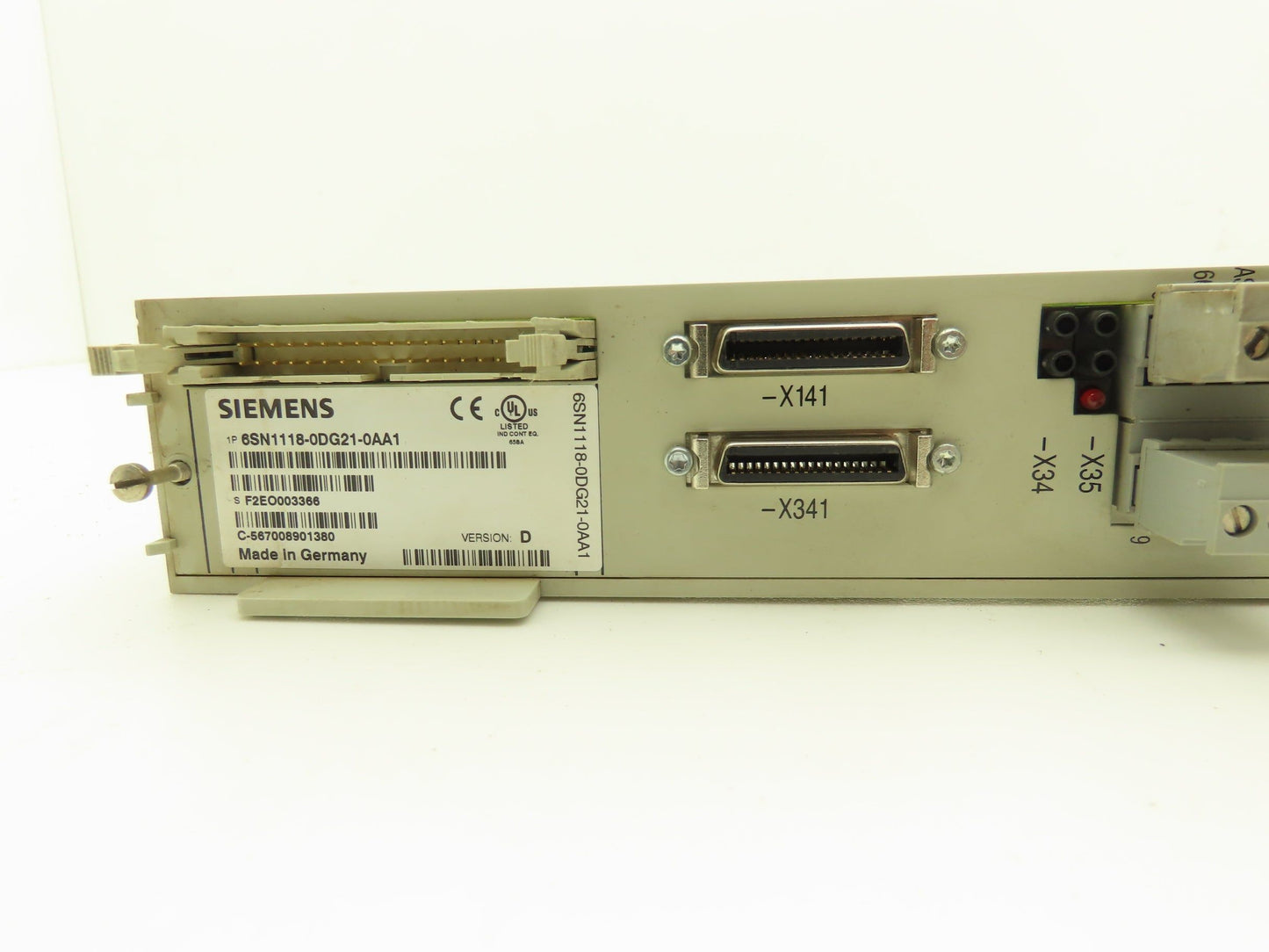 Siemens 6SN1118-0DG21-0AA1 Simodrive Servo Control Module PLC 2 Axis Ver D