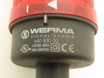 Werma 640 830 00 Signal Light Stack Tower Red Orange Green W/Alarm 24V AC/DC