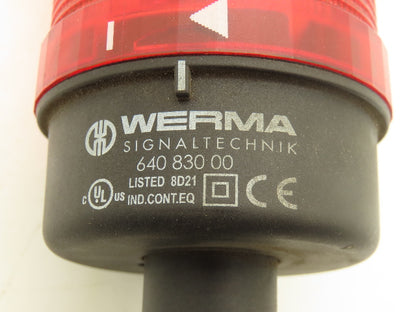 Werma 640 830 00 Signal Light Stack Tower Red Orange Green W/Alarm 24V AC/DC