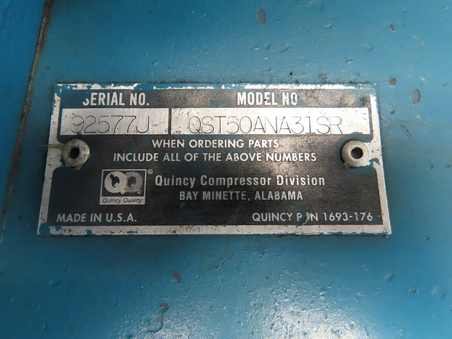 Quincy QST50ANA31SR Rotary Screw Air Compressor 50Hp 230/460V 3Ph 84606 Hours