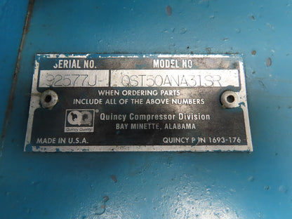 Quincy QST50ANA31SR Rotary Screw Air Compressor 50Hp 230/460V 3Ph 84606 Hours