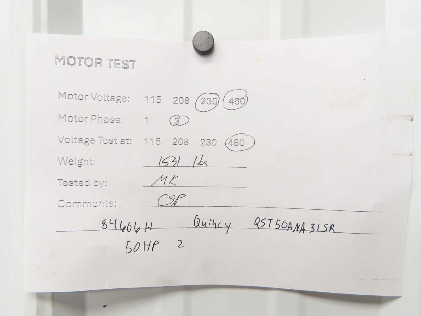 Quincy QST50ANA31SR Rotary Screw Air Compressor 50Hp 230/460V 3Ph 84606 Hours