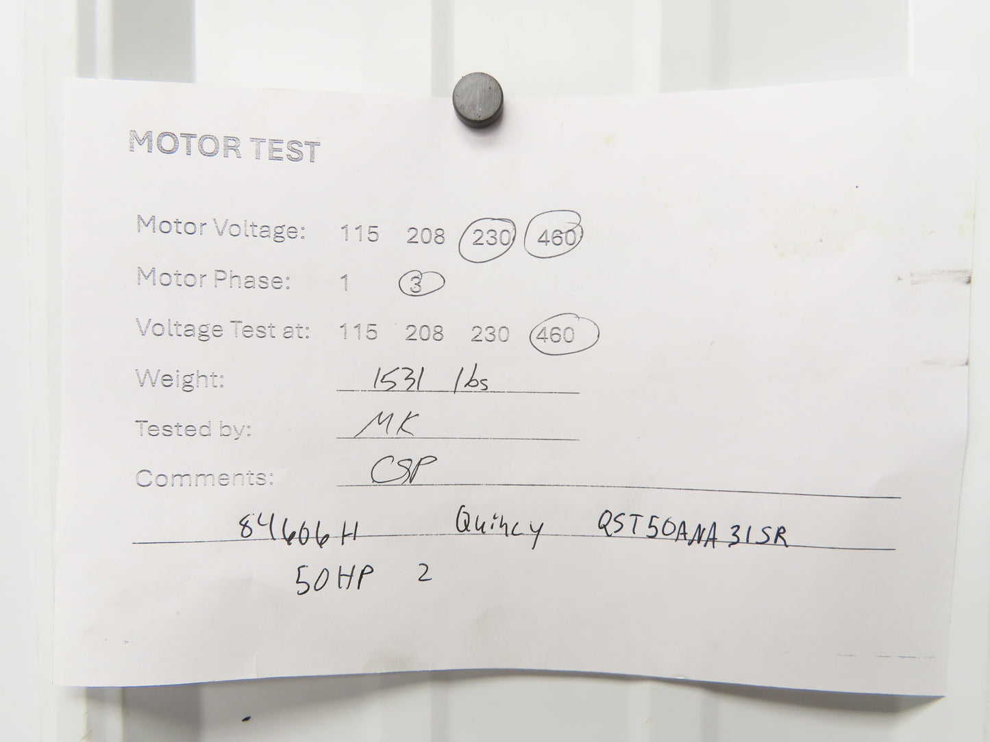 Quincy QST50ANA31SR Rotary Screw Air Compressor 50Hp 230/460V 3Ph 84606 Hours