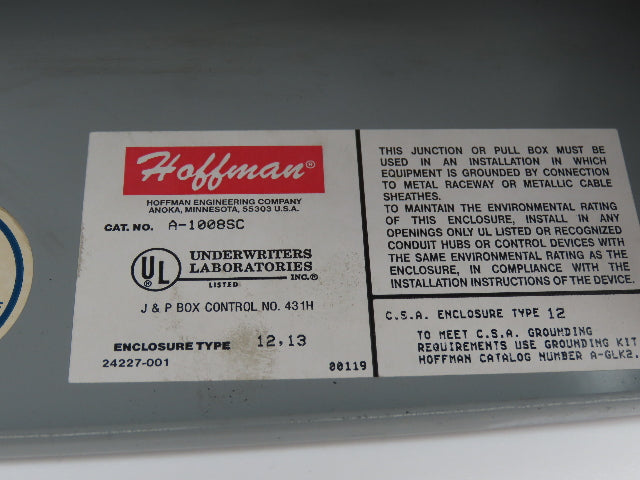 Hoffman/Ralston A-1008SC/IBOH-121206 Electrical Enclosure JIC Box Mixed Lot of 2