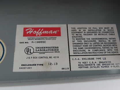 Hoffman/Ralston A-1008SC/IBOH-121206 Electrical Enclosure JIC Box Mixed Lot of 2