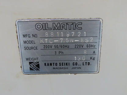 Kanto Seiki Oilmatic Hydraulic Oil Chiller Temp Regulator 200/220V 3Ph