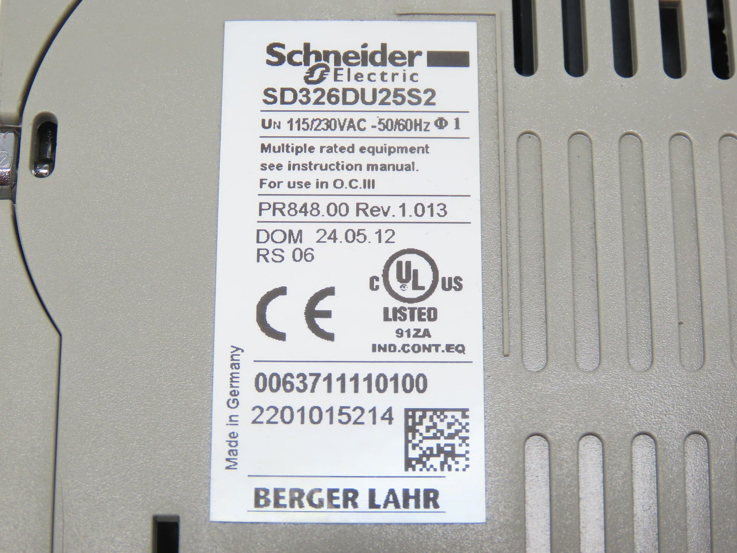 Schneider Electric SD326DU25S2 Stepper Motor AC Drive 230V 1Ph REV 1.013