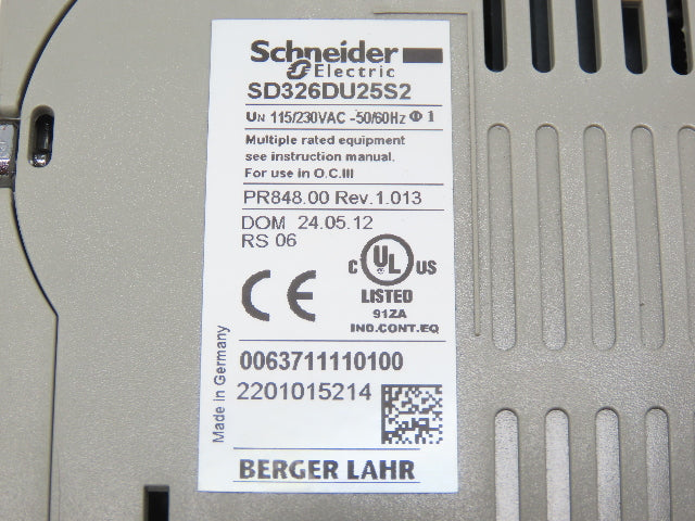 Schneider Electric SD326DU25S2 Stepper Motor AC Drive 230V 1Ph REV 1.013