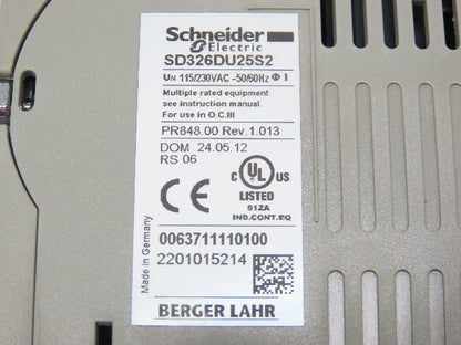 Schneider Electric SD326DU25S2 Stepper Motor AC Drive 230V 1Ph REV 1.013