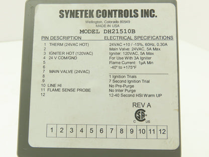 Synetek Controls DH21510B Dryer Ignition Module for 3A Igniter