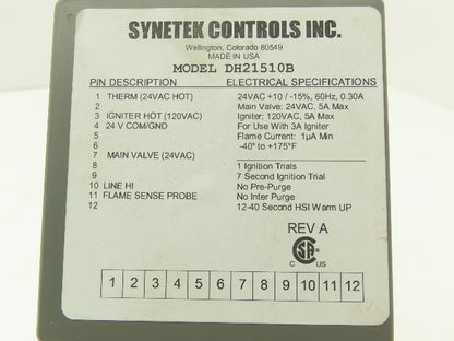 Synetek Controls DH21510B Dryer Ignition Module for 3A Igniter