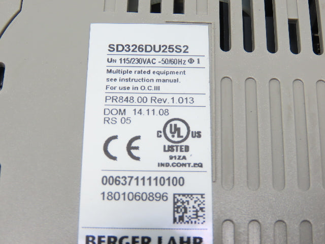 Berger Lahr SD326DU25S2 Stepper Motor AC Drive 230V 1Ph REV 1.013