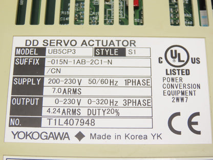 Dynaserv UB5CP3 DD Servo Actuator AC Drive 230V 1Ph Style S1