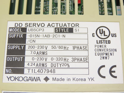 Dynaserv UB5CP3 DD Servo Actuator AC Drive 230V 1Ph Style S1