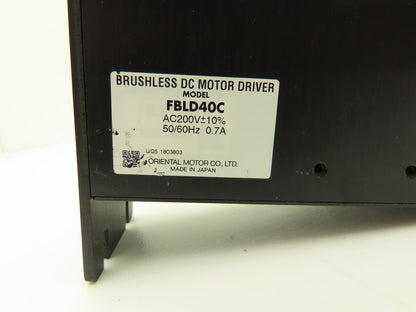 Oriental Motor Co. FBLD40C Vexta Brushless DC Motor Driver 230V 1Ph No Covers