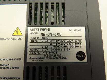 Mitsubishi MR-J3-10B Melservo AC Servo Drive 100W 170V 1.1A Output Lot of 3