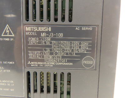 Mitsubishi MR-J3-10B Melservo AC Servo Drive 100W 170V 1.1A Output Lot of 4
