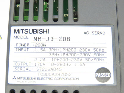 Mitsubishi MR-J3-20B Melservo AC Servo Drive 200W 170V 1.5A Output
