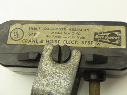 Duct-O-Wire Crane Hoist Single Shoe Current Collector Arm 40A 600V  Lot of 5