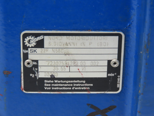Nord SK22F N56C Inline Helical Gearbox 35.5:1 Reducer 49rpm 56C