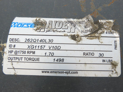 Morse Raider 262Q140L30 Worm Gearbox 30:1 Reducer 1.7Hp 58rpm LH 140TC