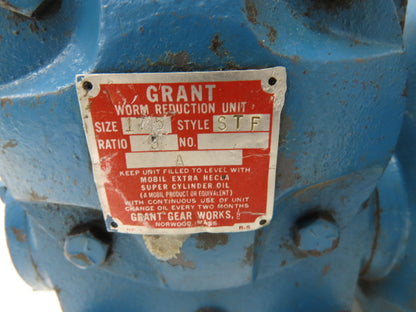 Grant STF Worm Gearbox 5:1 Reducer 1750rpm 56C LH Output