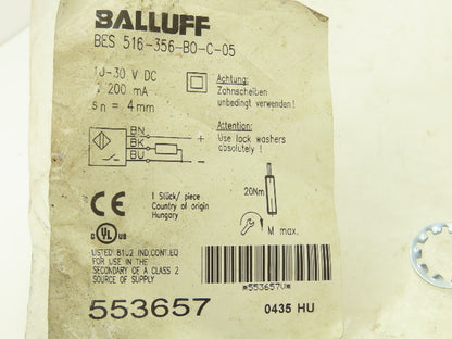 Balluff BES 516-356-B0-C-05 Proximity Sensor 10-30VDC 200mA