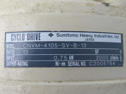 Sumitomo FS271MTCT16 Cyclo-Drive Servo Gear Motor w/Brake 13:1 Ratio 154rpm 230V