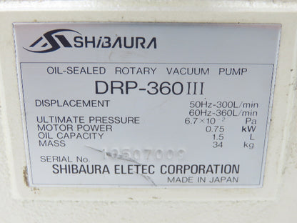 Tokuda Shibaura DRP-360III Rotary Vane Vacuum Pump 360L/Min 1Hp 220V 3PH