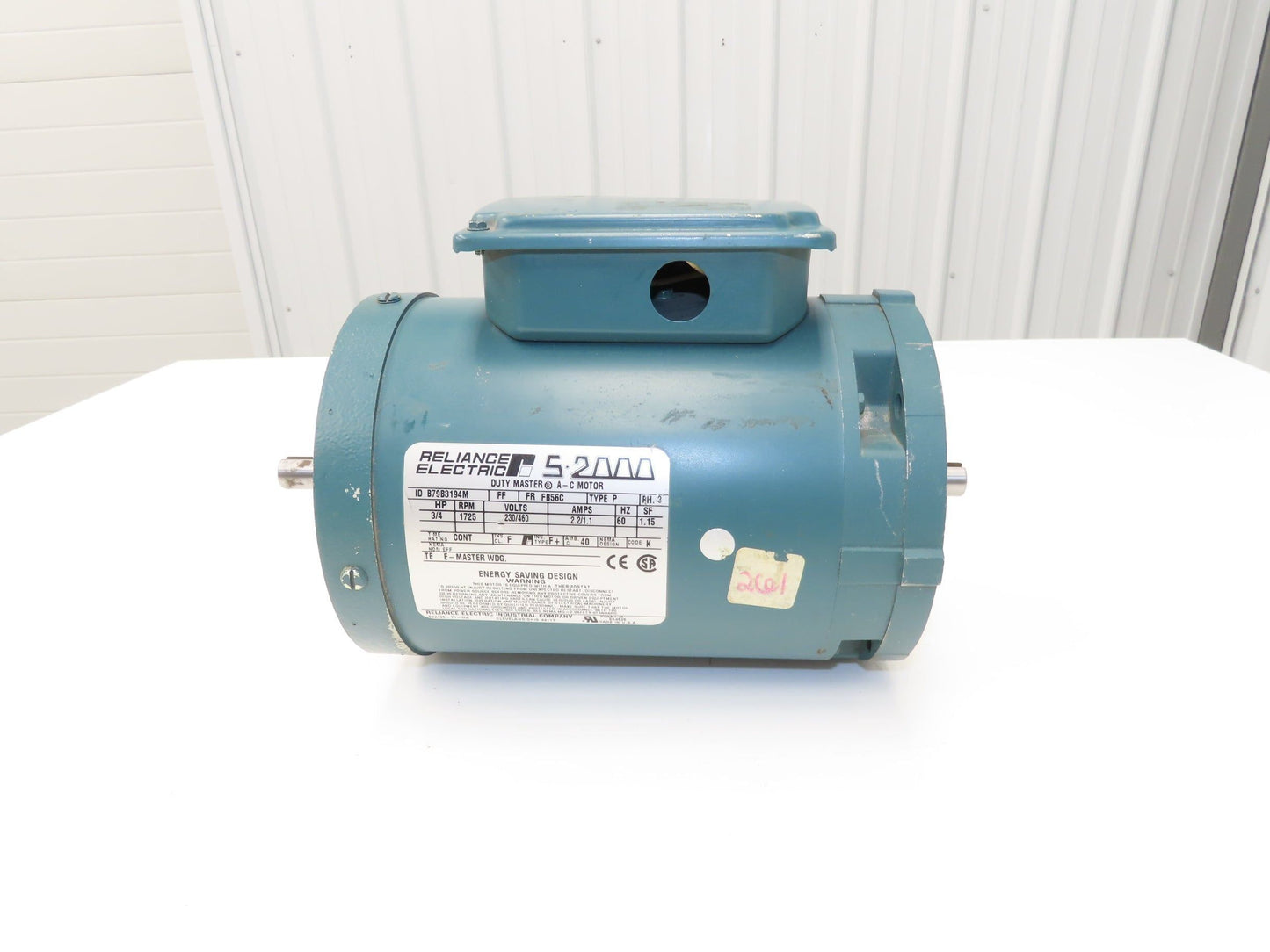Reliance Electric B79B3194M AC Motor 3/4Hp 1725rpm 230/460V 3PH FB56C Dual Shaft