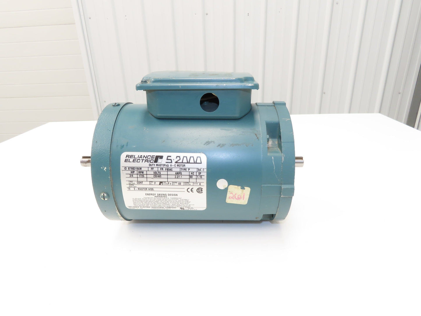 Reliance Electric B79B3194M AC Motor 3/4Hp 1725rpm 230/460V 3PH FB56C Dual Shaft