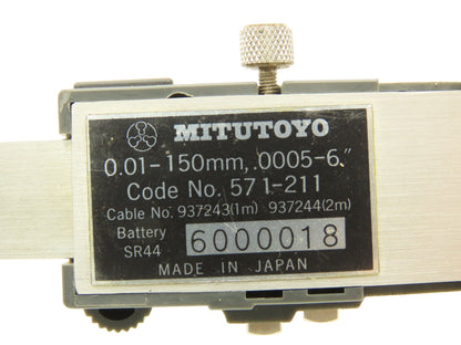 Mitutoyo 571-211 VDS-6" Imperial Metric Depth Gauge 150mm Digimatic 6"