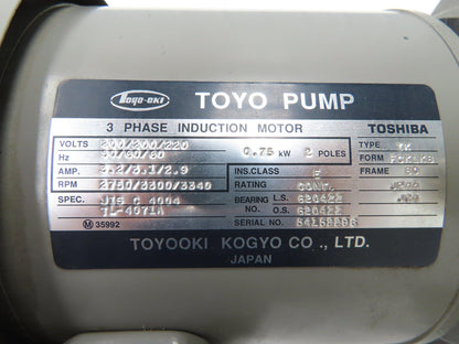 Toyooki Kogyo TL-4071A Hydraulic Power Unit Toyo Pump 5L Tank 220VAC 5.5MPa 1Hp