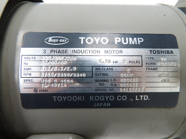 Toyooki Kogyo TL-4071A Hydraulic Power Unit Toyo Pump 5L Tank 220VAC 5.5MPa 1Hp