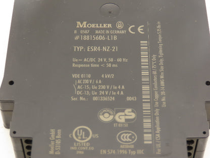 Moeller ESR4-NZ-21 Safety Relay 24V AC/DC <50ms Coil 230VAC 6A