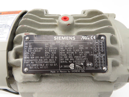 SIEMENS 1LE22011AB414AA3 AC Motor 2Hp 1740rpm 230/460V 3PH 145 T