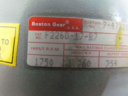 Boston Gear 001 F226D-17-B7 143T Face Mount 17:1 Ratio Speed Reducer Gear Box