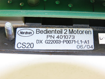 Nordson 401073 G22003-P0071-L1-A1 CS20 Control Panel Hotmelt Molding Machine