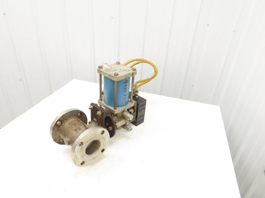Jamesbury ST-200 Pneumatic Actuator 3" Stainless Flanged Ball Valve & Positioner