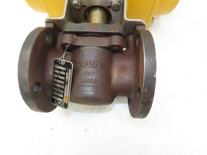 Tufline 2" Flanged Plug Valve w/Emerson Pneumatic Actuator Valvetop Positioner
