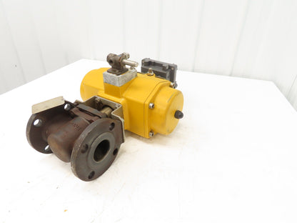 Tufline 2" Flanged Plug Valve w/Emerson Pneumatic Actuator Valvetop Positioner