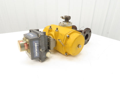 Tufline 2" Flanged Plug Valve w/Emerson Pneumatic Actuator Valvetop Positioner