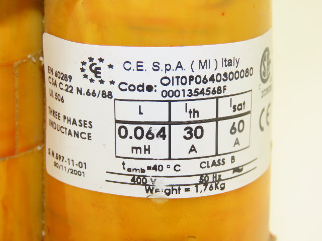 CE OIT0P0640300080 Power Choke 3Ph 400V Class B