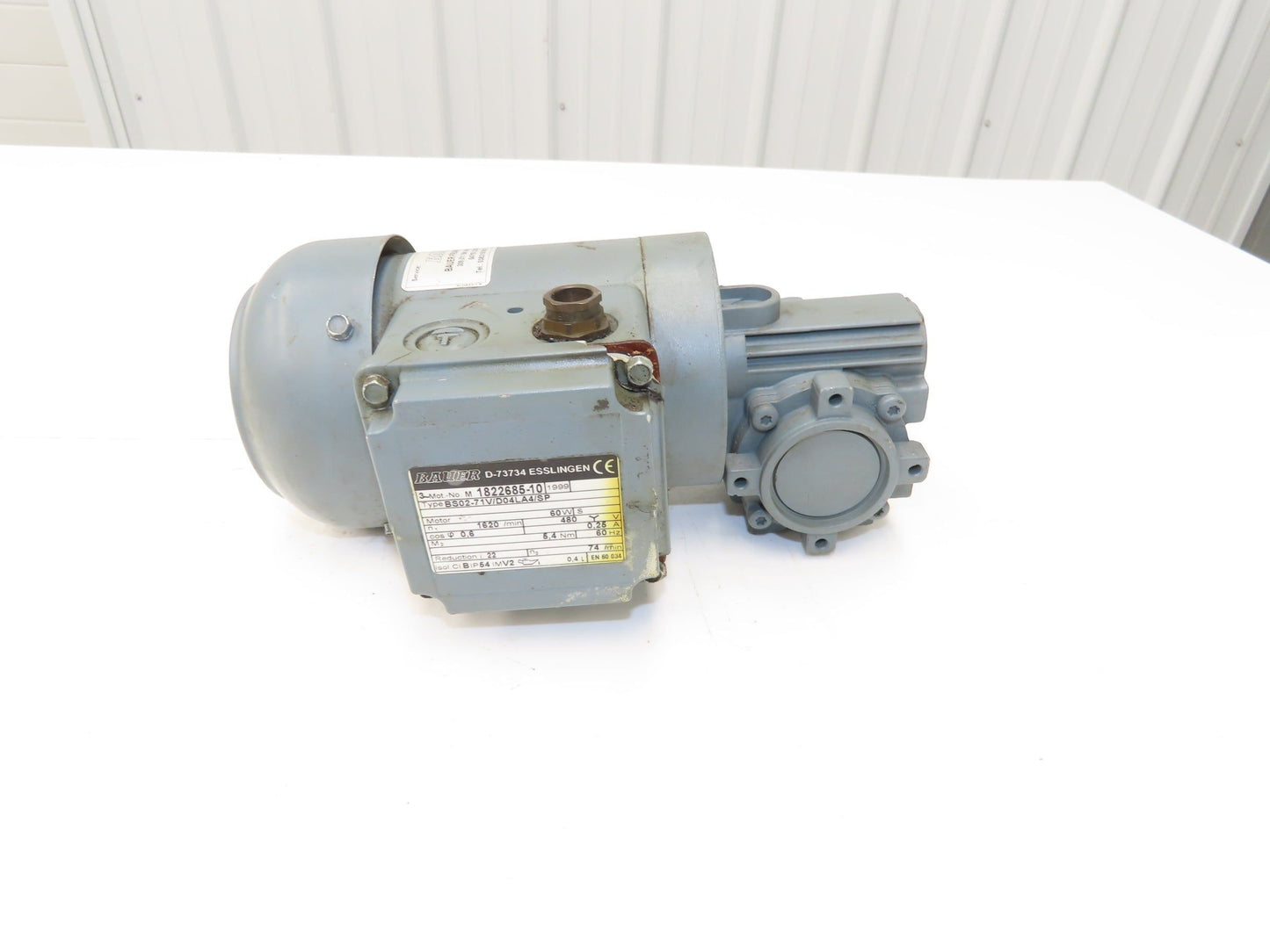 Bauer BS02-71V/D04LA4/SP Gearmotor 22:1 Reducer 74rpm 480V 3Ph LH Output