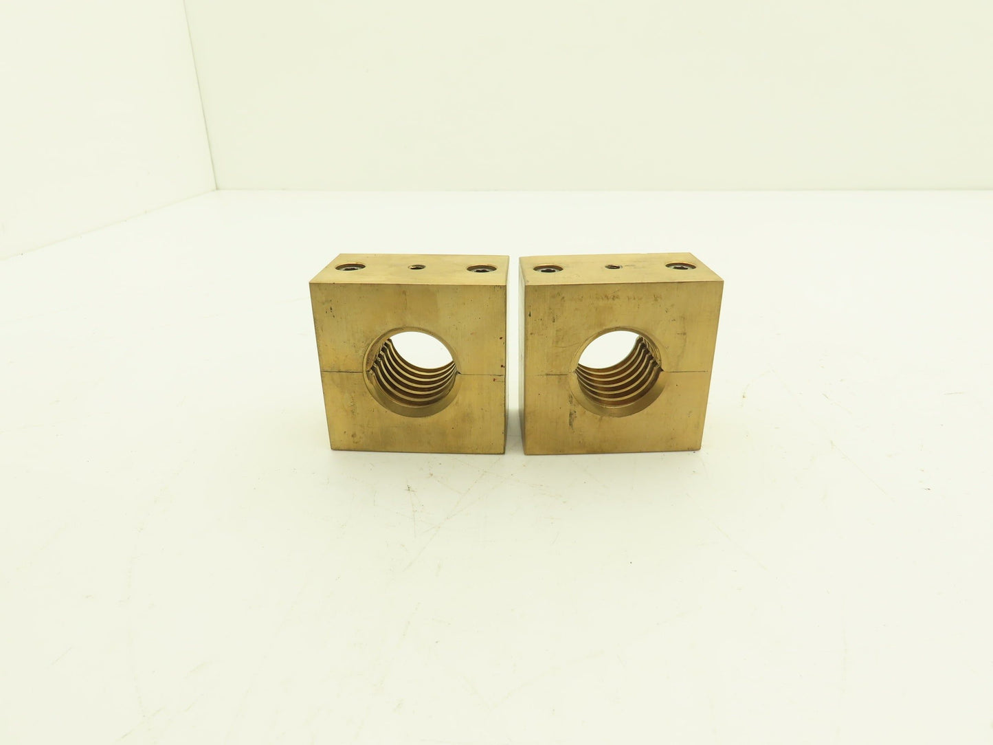 Ball Screw 2-3/4" Brass Square Nut 2pc 1-1/2"-5 RH Thread 1/4" Lead  Lot of 2