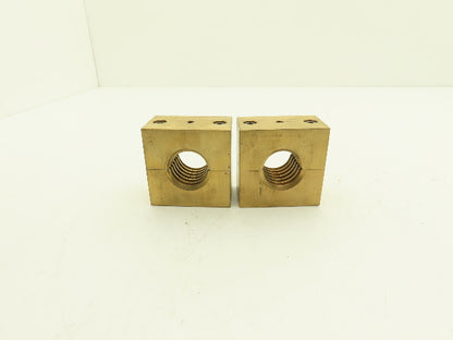 Ball Screw 2-3/4" Brass Square Nut 2pc 1-1/2"-5 RH Thread 1/4" Lead  Lot of 2