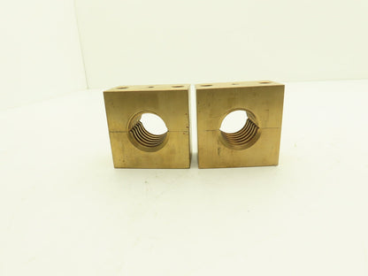 Ball Screw 2-3/4" Brass Square Nut 2pc 1-1/2"-5 RH Thread 1/4" Lead  Lot of 2