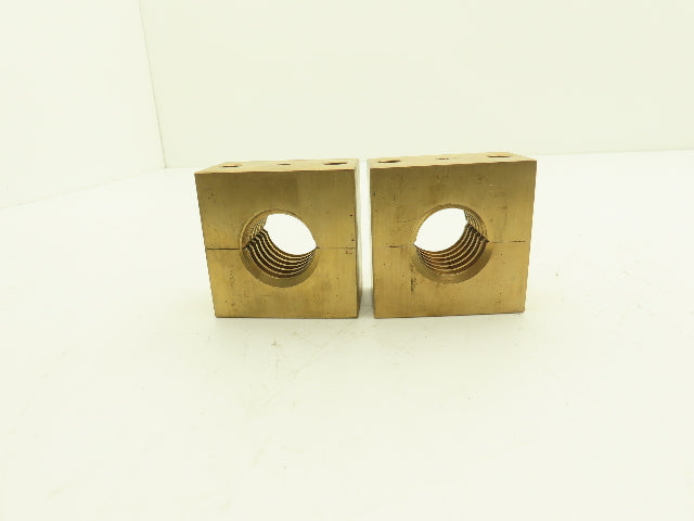 Ball Screw 2-3/4" Brass Square Nut 2pc 1-1/2"-5 RH Thread 1/4" Lead  Lot of 2
