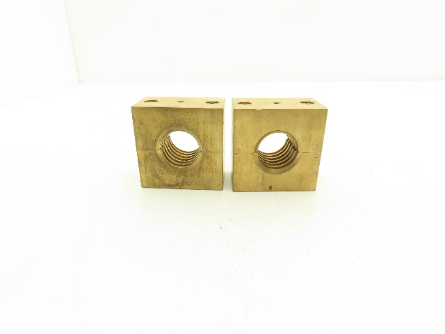 Ball Screw 2-3/4" Brass Square Nut 2pc 1-1/2"-5 RH Thread 1/4" Lead  Lot of 2