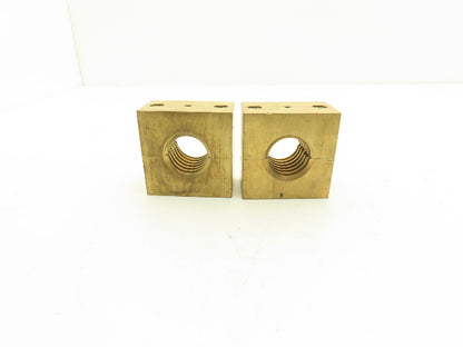 Ball Screw 2-3/4" Brass Square Nut 2pc 1-1/2"-5 RH Thread 1/4" Lead  Lot of 2